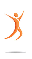 Vector abstract human jumping with joy, lifestyle and happiness symbo