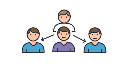 vector pictogram of teamwork with three people connected