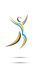 Naklejka premium Vector abstract human jumping with joy, lifestyle and happiness symbo