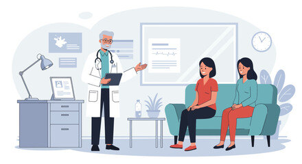 Vector design of doctor consulting patient in modern clinic, healthcare concep