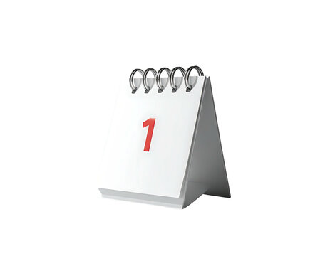 A white desktop calendar displaying the number one - Powered by Adobe