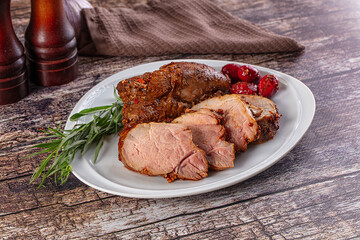 Baked pork sirloin with cornus