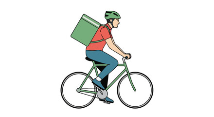 Eco-Friendly Delivery: A Cyclist on a Mission Delivers Packages, Promoting Green Transportation and Sustainable Urban Lifestyle, Emphasizing Speed