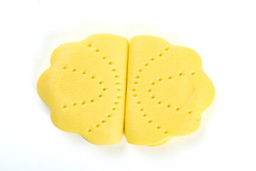 Yellow Bicolor Sandwich Cake with Ruffled Edges and Decorative Pattern