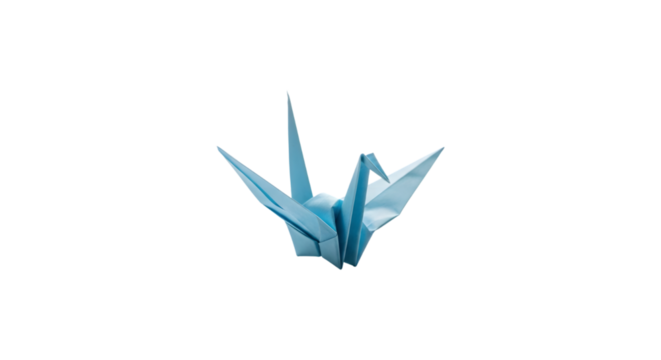 Origami crane isolated on transparent background, a traditional japanese art form, symbolizing peace, longevity, and good fortune in various cultures - Powered by Adobe