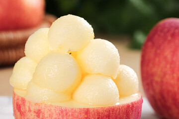 Decorative Apple Ball Carving from Shandong Yantai Fuji Apples - Traditional Chinese Fruit Art