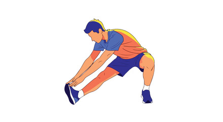 Dynamic stretch illustration showcases dedicated sportsman engaged in a hamstring stretching exercise enhancing overall flexibility and wellbeing