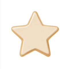 Star-shaped Cookie with Creamy Frosting on White Background