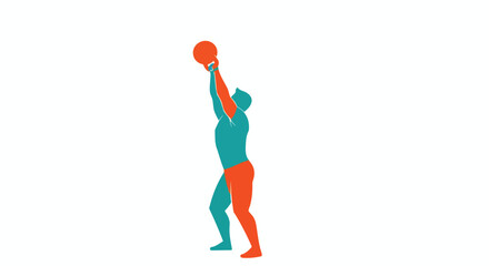 Vibrant Kettlebell Press Illustration: Dynamic Fitness, Strength Training, and Powerful Upper Body Workout Visualization