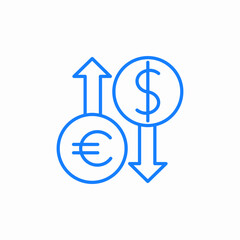 money exchange currency blue icon sign vector