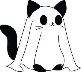 cute spooky black ghost cat halloween