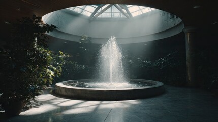 Indoor fountain with natural light