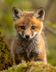 Naklejka premium Close-up of a curious fox kit