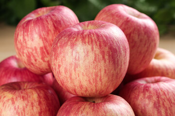 Fresh Red Striped Apples from Luochuan Shandong China Agricultural Harvest Display