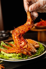 Freshly Roasted Rabbit Legs Szechuan Style Chinese Cuisine Traditional Dishes with Sesame Seeds