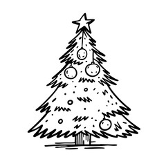 A Stylish and HandDrawn Christmas Tree Illustration Perfect for your Festive Celebrations