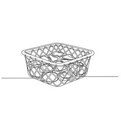 Obraz premium Оyster basket with lattice design in minimalist black line art