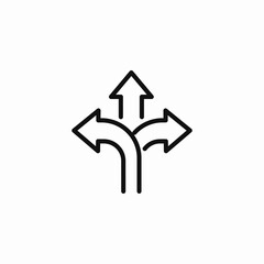 three way split arrows icon sign vector