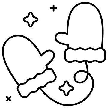 black outline mittens with stars clip art preview