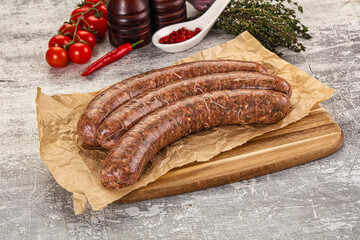 Raw beef and lamb sausages