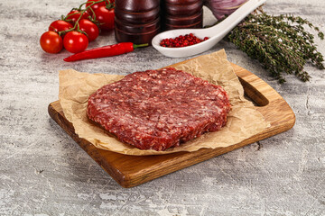 Raw beef burger cutlet for grill