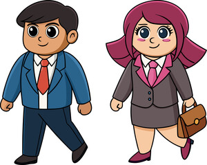 Cartoon Business Team, Male Female Professionals, Business Meeting Clipart, Corporate People Cartoon, Funny Office Characters, Business Partners Clipart, Formal Business Cartoon, Professional People V