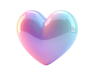 A glossy, iridescent heart shape, blending pastel hues