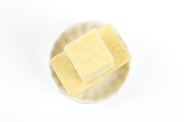 Frozen Tofu Blocks in Bowl - Plant-Based Protein Ingredient for Healthy Vegetarian Cooking