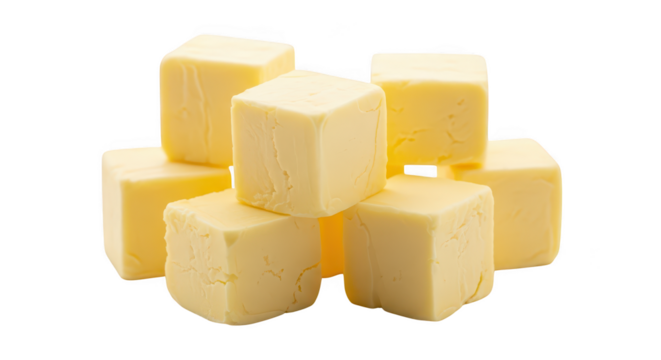 Cubes Of Butter On Black Background