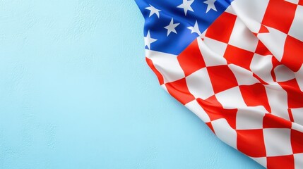 American Flag with White Stars and Red Stripes on Blue Background