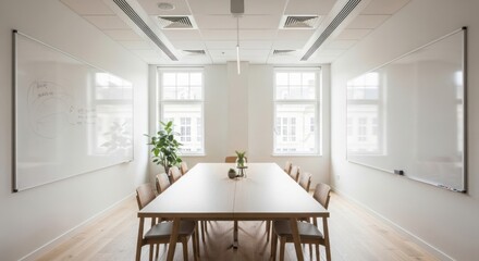 Conference room with modern decor and natural light