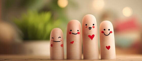 The Happy Finger Puppets Expressing Love and Joy in a Charming Arrangement