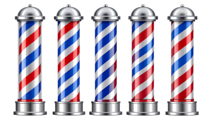 Barber poles, Modern Barbershop, Isolated on Transparent Background
