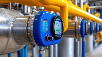 Industrial Control System with Pressure Gauge and Digital Display