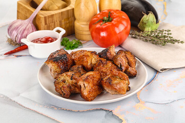 Grilled pork neck meat shashlik