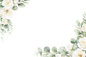 Naklejka premium Beautiful watercolor green leaves background