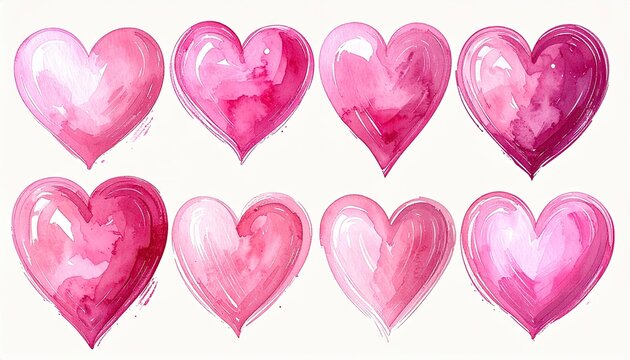 Pink Watercolor Hearts Collection. - Powered by Adobe