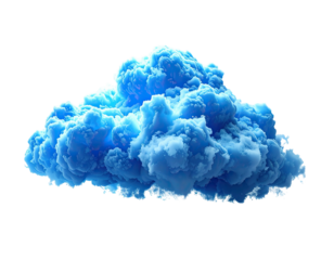 3D render of a voluminous, light-blue cloud against a black background.  Detailed, textured cloud formation