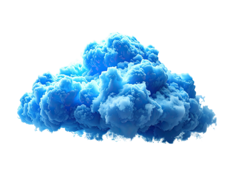 3D render of a voluminous, light-blue cloud against a black background.  Detailed, textured cloud formation