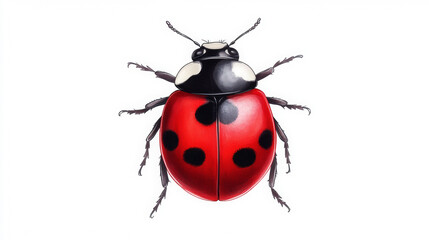 Hand-drawn watercolor ladybug clipart isolated on white background  