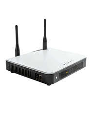 Square white network device with two antennae