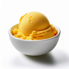 Creamy Mango Ice Cream in Minimalist White Dessert Bowl