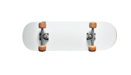 Overhead view of a blank white skateboard