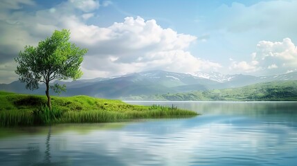 Elegant Scenery Background Images, covering scenes such as lake morning mist, mountain sunset, seaside afterglow, forest stream, flower field terraces. It presents elegant texture with soft tones