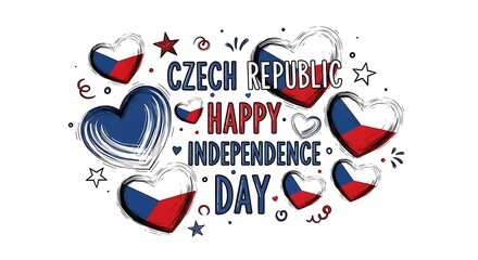 Czech Republic Independence Day: Heart-Shaped Flags and Festive Design