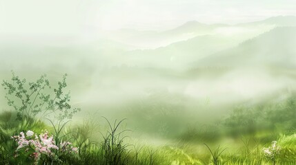 Elegant Scenery Background Images, covering scenes such as lake morning mist, mountain sunset, seaside afterglow, forest stream, flower field terraces. It presents elegant texture with soft tones