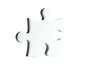 Isolated white puzzle piece on black background