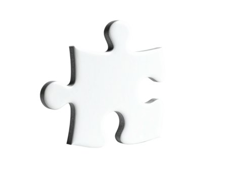 Isolated white puzzle piece on black background