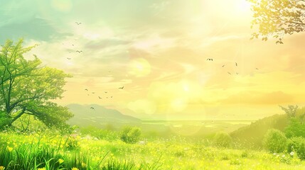 Elegant Scenery Background Images, covering scenes such as lake morning mist, mountain sunset, seaside afterglow, forest stream, flower field terraces. It presents elegant texture with soft tones