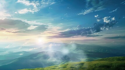 Elegant Scenery Background Images, covering scenes such as lake morning mist, mountain sunset, seaside afterglow, forest stream, flower field terraces. It presents elegant texture with soft tones